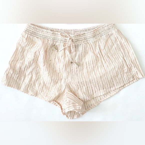NWT Victoria’s Secret Gold/cream/shimmer pajama shorts with tassel drawstring - Picture 1 of 4